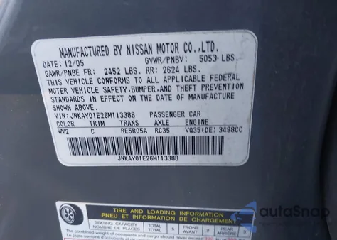 2006 Infiniti M35 из США, поврежденный, VIN JNKAY01E26M113388